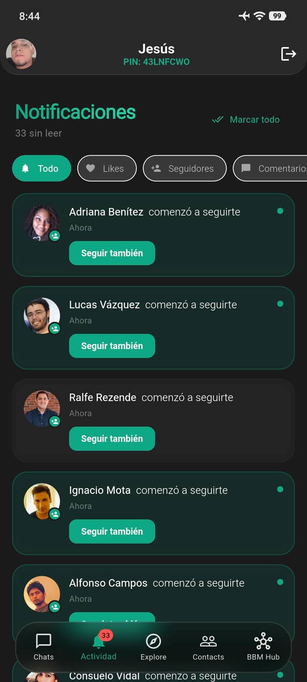 Contactos privados en Pin Messenger – cifrado E2E